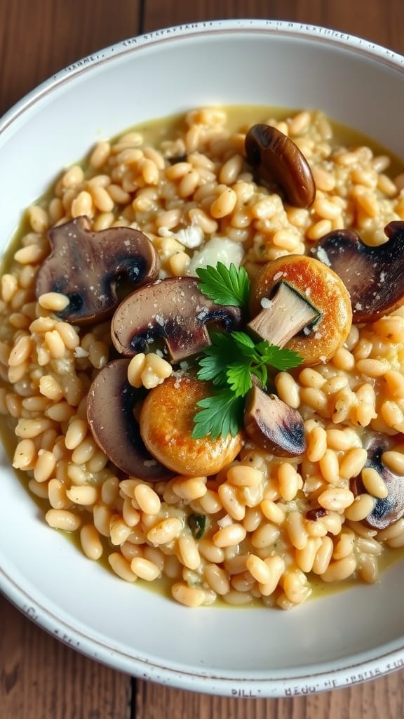 Creamy Crockpot Mushroom and Barley Risotto