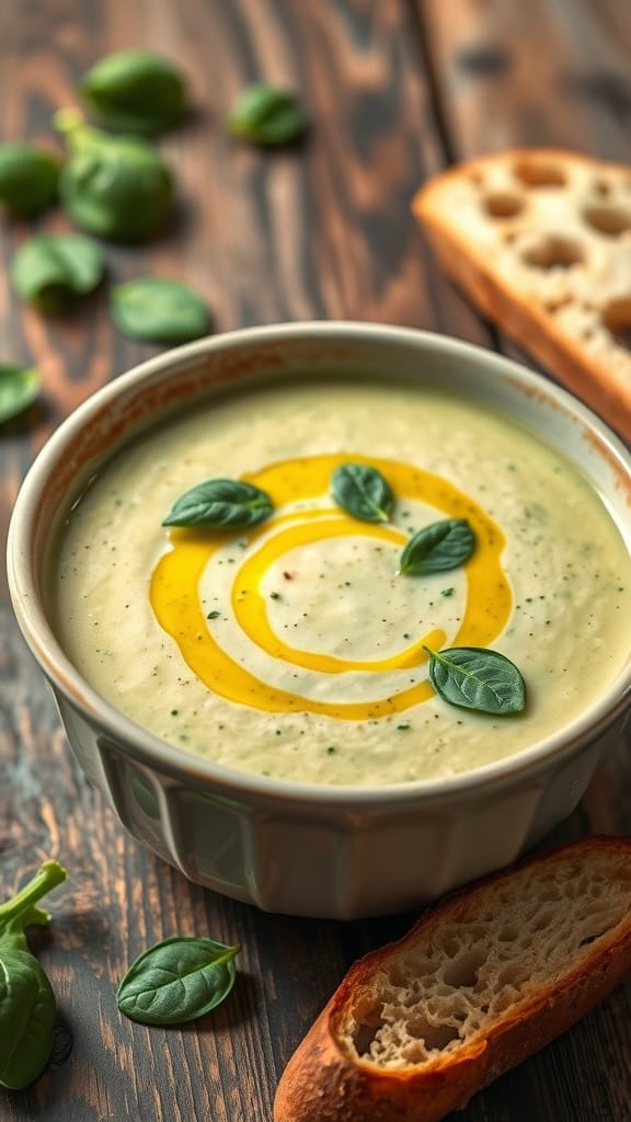 Crockpot Creamy Cauliflower and Spinach Soup