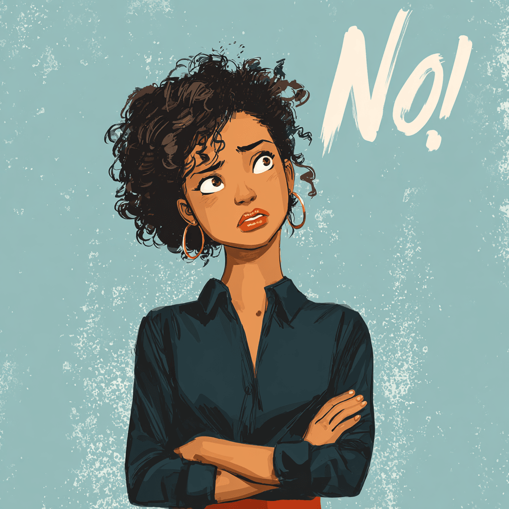 a woman saying No